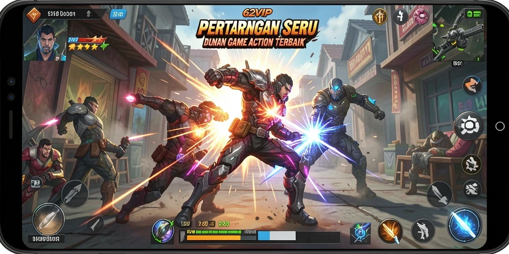 Screenshot gameplay 62VIP menampilkan aksi pertarungan yang mendebarkan.