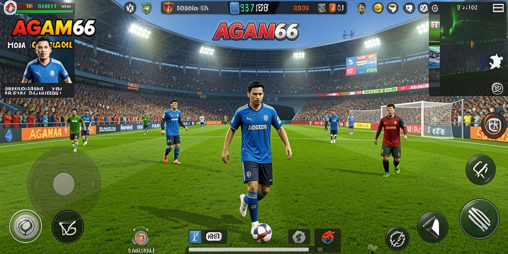 Tampilan screenshot <strong>AGAM66</strong> yang menunjukkan aksi seru di lapangan sepak bola.