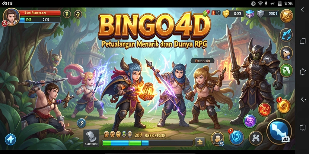 Screenshot utama BINGO4D menunjukkan aksi seru gameplay RPG.
