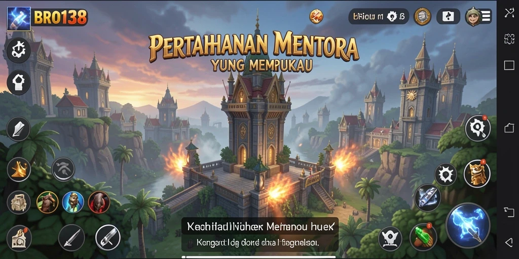 Tangkapan layar BRO138 menunjukkan aksi seru di Tower Defense.