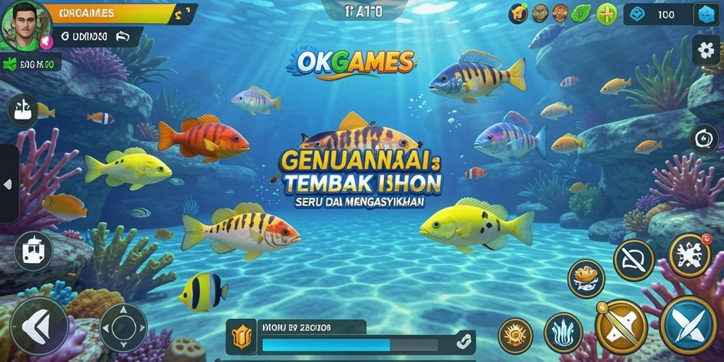 Tangkapan layar permainan Tembak Ikan yang menarik di OKGAMES.