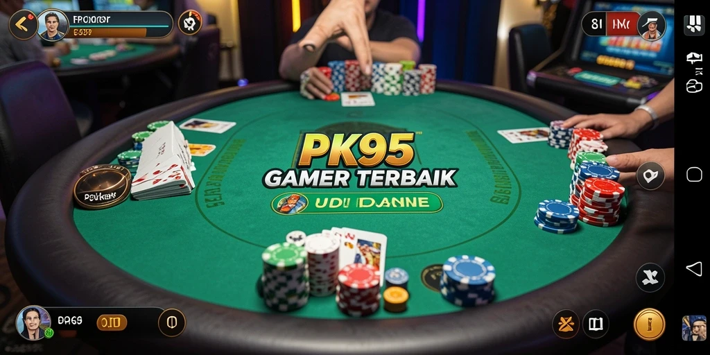 Screenshot gameplay PK95 dengan peserta Poker yang kompetitif.