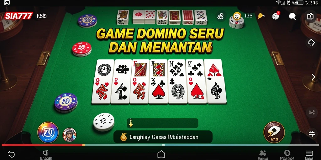 Tampilan utama gameplay SIA777 dalam permainan Domino yang mendebarkan.