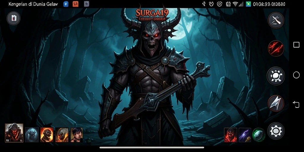 Tangkapan layar SURGA19 menampilkan suasana gelap dan menegangkan dalam gameplay.